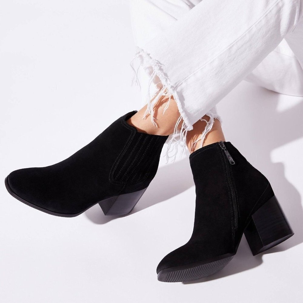 Blondo Sabina‎ Black Suede Leather Waterproof Ankle Booties Boots Size 10 Women
